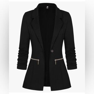 Genhoo  Black Stretch Blazer Size 2XL Long Sleeve Jacket